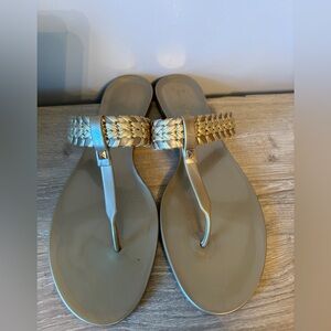 Jack Rogers Gold Tinsley Jelly Thong Sandals Size 10